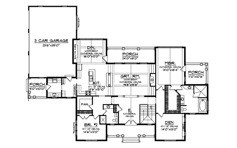 Country House Plan First Floor - Knightsbridge Ranch Home 051D-0456 - Search House Plans and More