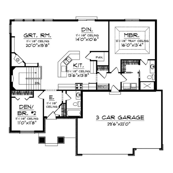 Arts & Crafts House Plan First Floor - Torio Craftsman Ranch Home 051D-0457 - Shop House Plans and More