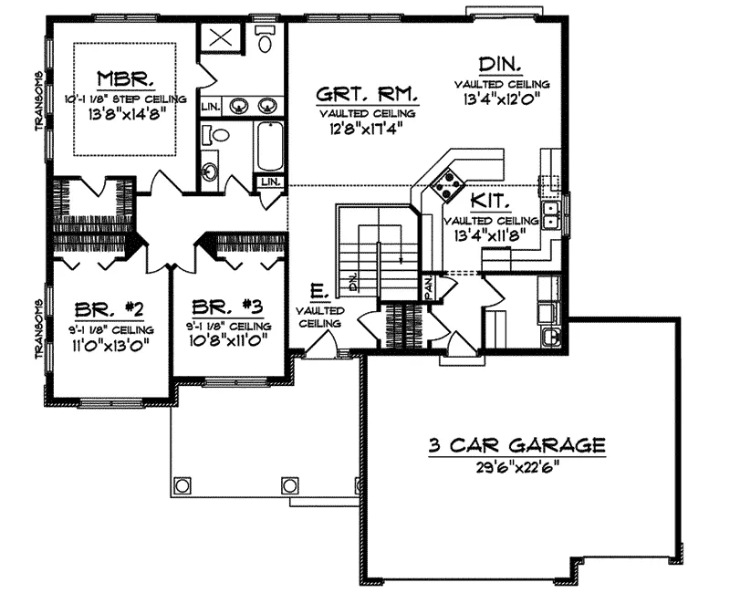 Craftsman House Plan First Floor - Cragwold Ranch Home 051D-0459 - Search House Plans and More