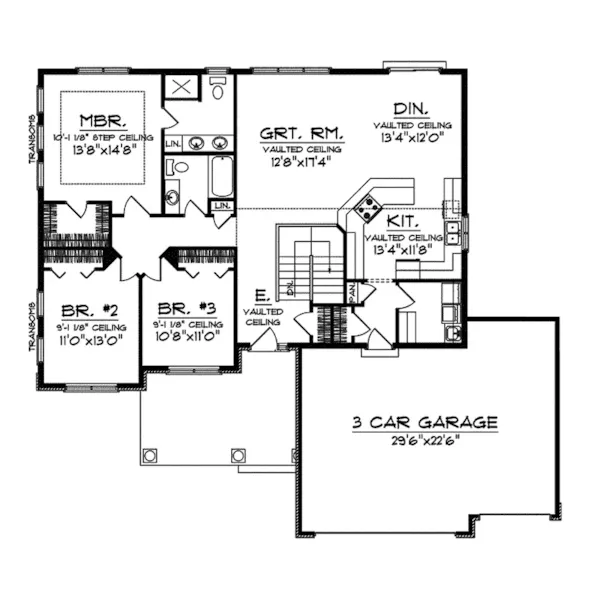 Ranch House Plan First Floor - Cragwold Ranch Home 051D-0459 - Search House Plans and More