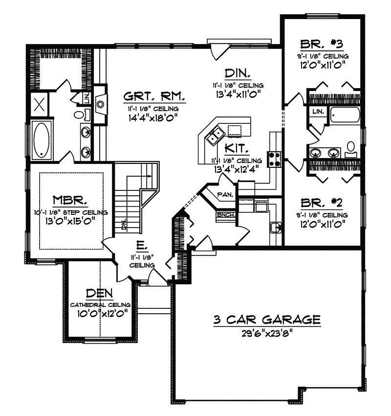 Ranch House Plan First Floor - Algiers Ranch Home 051D-0461 - Search House Plans and More
