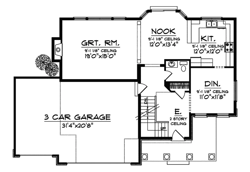Shingle House Plan First Floor - Parc Charlene European Home 051D-0463 - Shop House Plans and More
