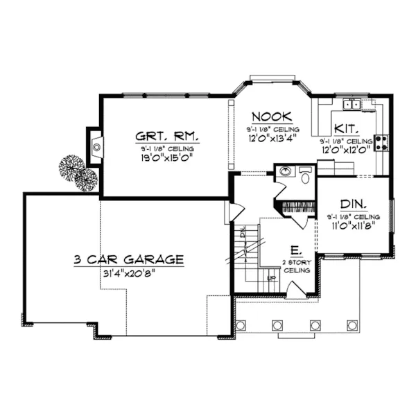 Craftsman House Plan First Floor - Parc Charlene European Home 051D-0463 - Shop House Plans and More