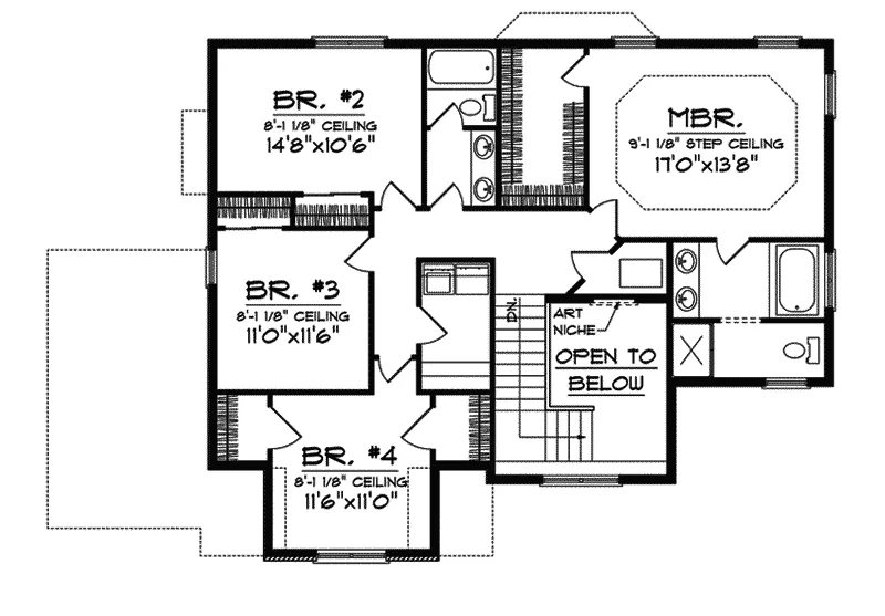 Shingle House Plan Second Floor - Parc Charlene European Home 051D-0463 - Shop House Plans and More
