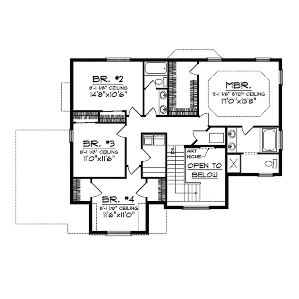 Craftsman House Plan Second Floor - Parc Charlene European Home 051D-0463 - Shop House Plans and More