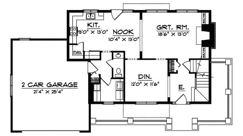 Southern House Plan First Floor - Manassas Mill Craftsman Home 051D-0469 - Shop House Plans and More