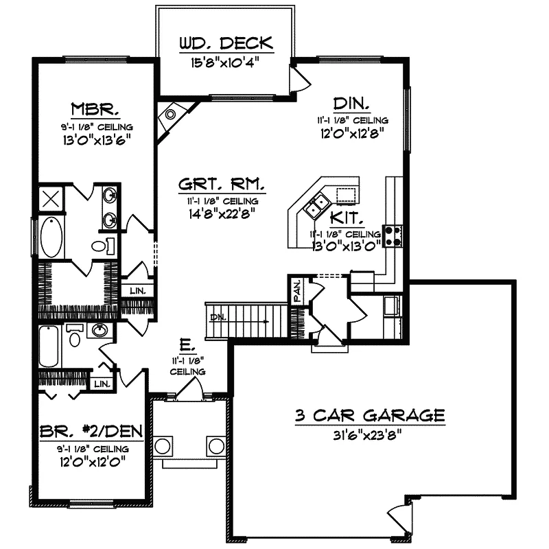 Shingle House Plan First Floor - Andover Place Ranch Home 051D-0470 - Search House Plans and More