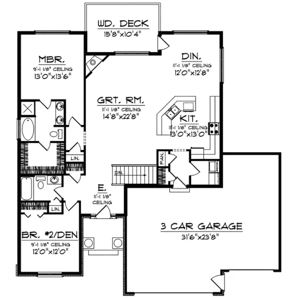 Vacation House Plan First Floor - Andover Place Ranch Home 051D-0470 - Search House Plans and More