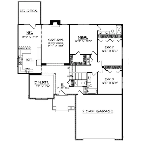 Traditional House Plan First Floor - Berkshire Park Ranch Home 051D-0473 - Search House Plans and More