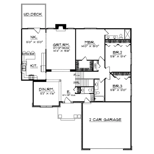 Southern House Plan First Floor - Vescovo Ranch Home 051D-0474 - Shop House Plans and More