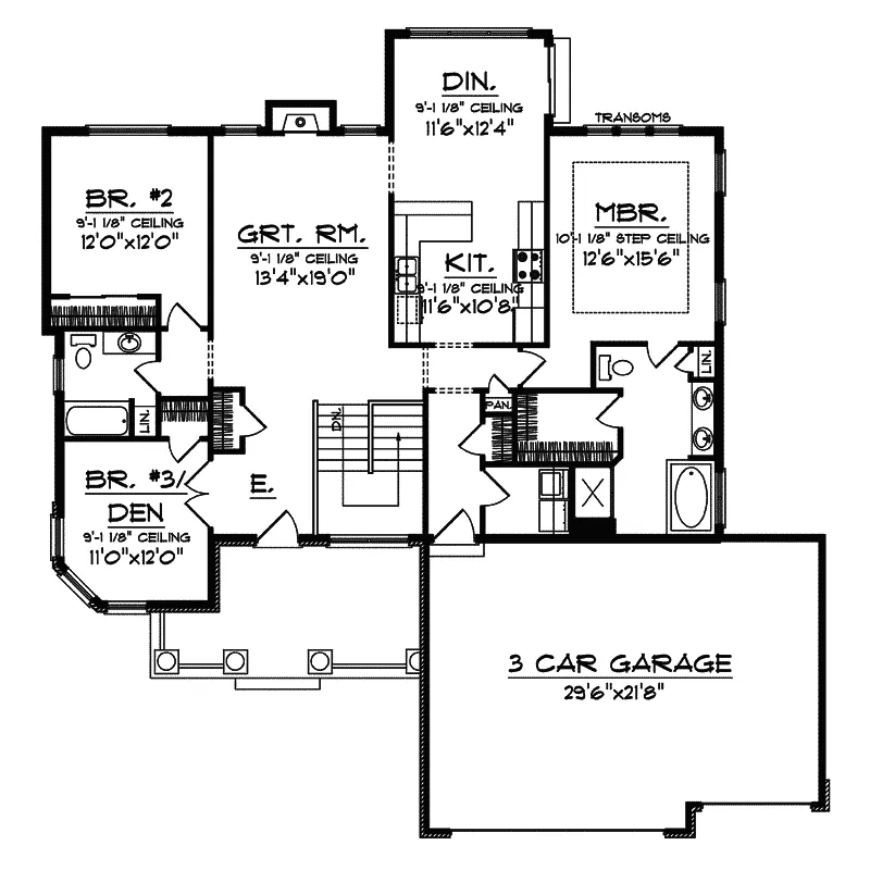 Shingle House Plan First Floor - Oceano Park Traditional Home 051D-0475 - Shop House Plans and More