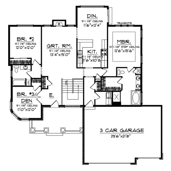 Southern House Plan First Floor - Oceano Park Traditional Home 051D-0475 - Shop House Plans and More