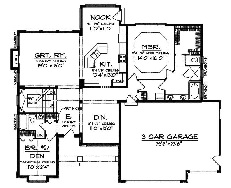 Craftsman House Plan First Floor - Gartenberg Craftsman Home 051D-0477 - Search House Plans and More