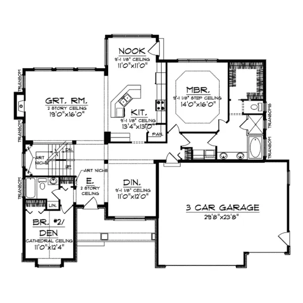 Southern House Plan First Floor - Gartenberg Craftsman Home 051D-0477 - Search House Plans and More