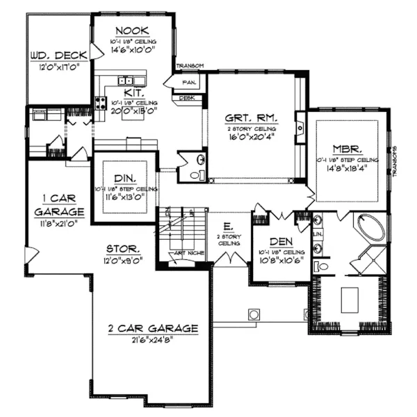 Arts & Crafts House Plan First Floor - Mathias Manor European Home 051D-0478 - Shop House Plans and More