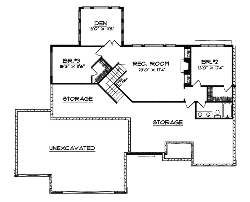 Ranch House Plan Lower Level Floor - Prairie Creek Country Home 051D-0482 - Shop House Plans and More