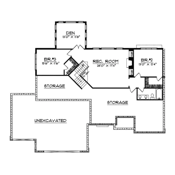 Country House Plan Lower Level Floor - Prairie Creek Country Home 051D-0482 - Shop House Plans and More