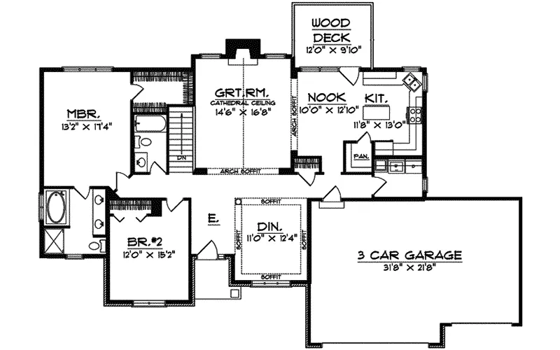 Traditional House Plan First Floor - Cool Dell Ranch Home 051D-0483 - Search House Plans and More