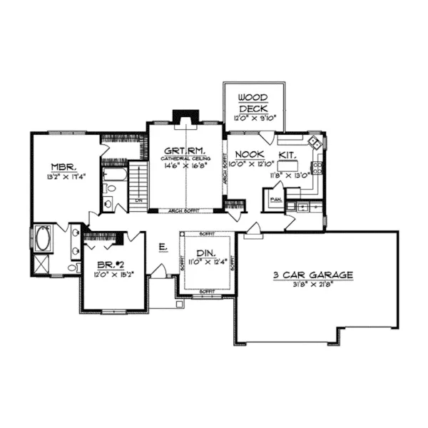 Southern House Plan First Floor - Cool Dell Ranch Home 051D-0483 - Search House Plans and More