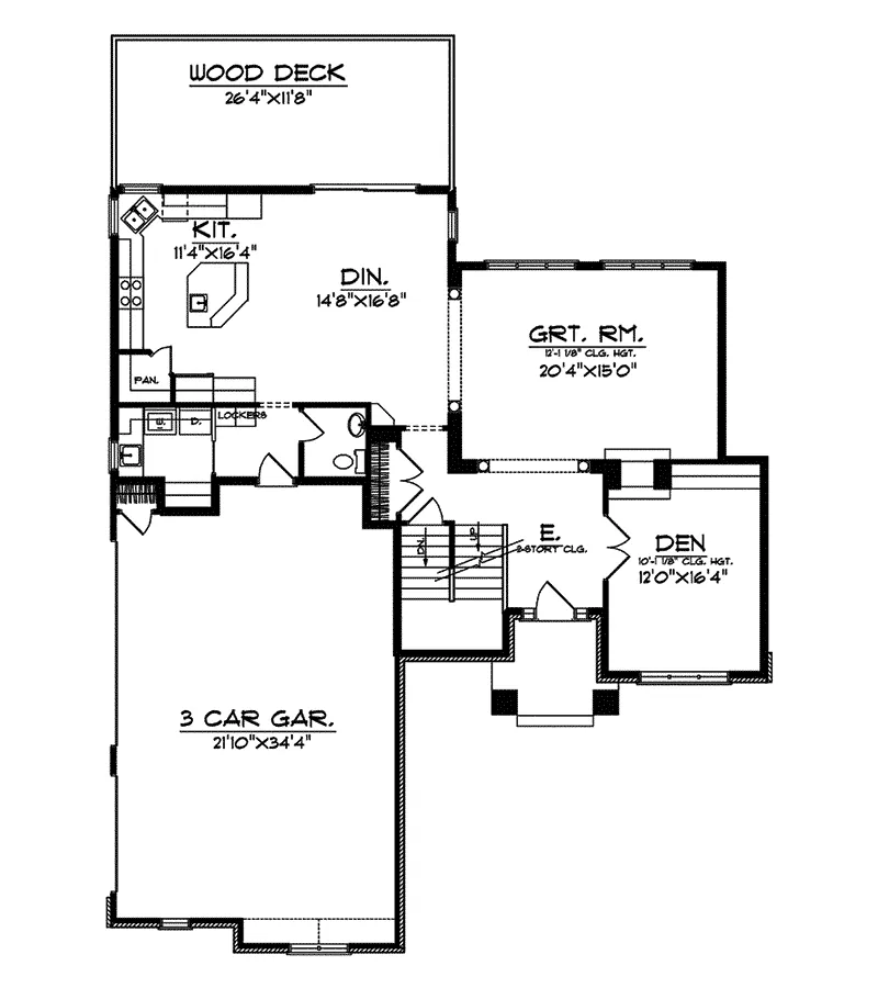 Modern House Plan First Floor - Sappington Creek Modern Home 051D-0490 - Shop House Plans and More