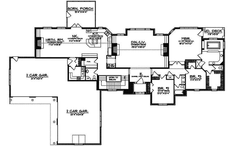 European House Plan First Floor - Hay Hollow European Ranch Home 051D-0492 - Search House Plans and More