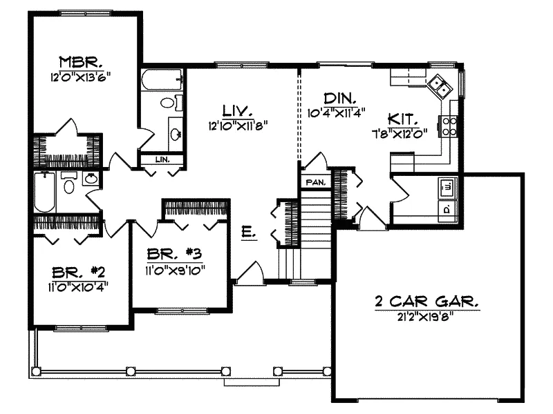 Southern House Plan First Floor - Peacock Hill Country Ranch Home 051D-0494 - Shop House Plans and More