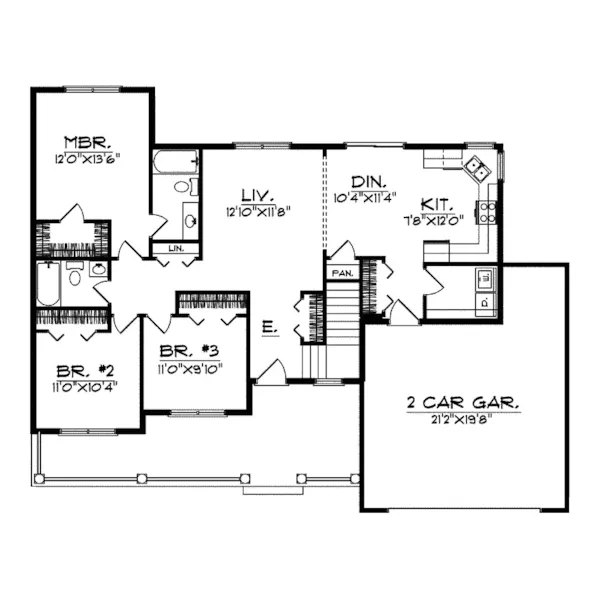 Ranch House Plan First Floor - Peacock Hill Country Ranch Home 051D-0494 - Shop House Plans and More