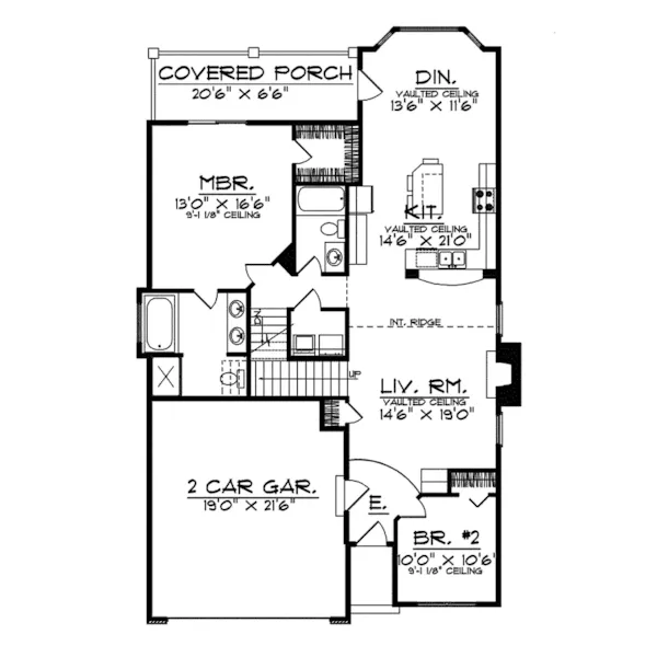 Traditional House Plan First Floor - Mendota Hollow Narrow Lot Home 051D-0498 - Shop House Plans and More