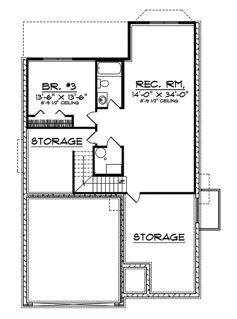 Traditional House Plan Lower Level Floor - Mendota Hollow Narrow Lot Home 051D-0498 - Shop House Plans and More