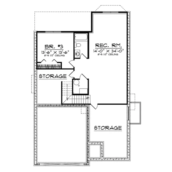 Traditional House Plan Lower Level Floor - Mendota Hollow Narrow Lot Home 051D-0498 - Shop House Plans and More