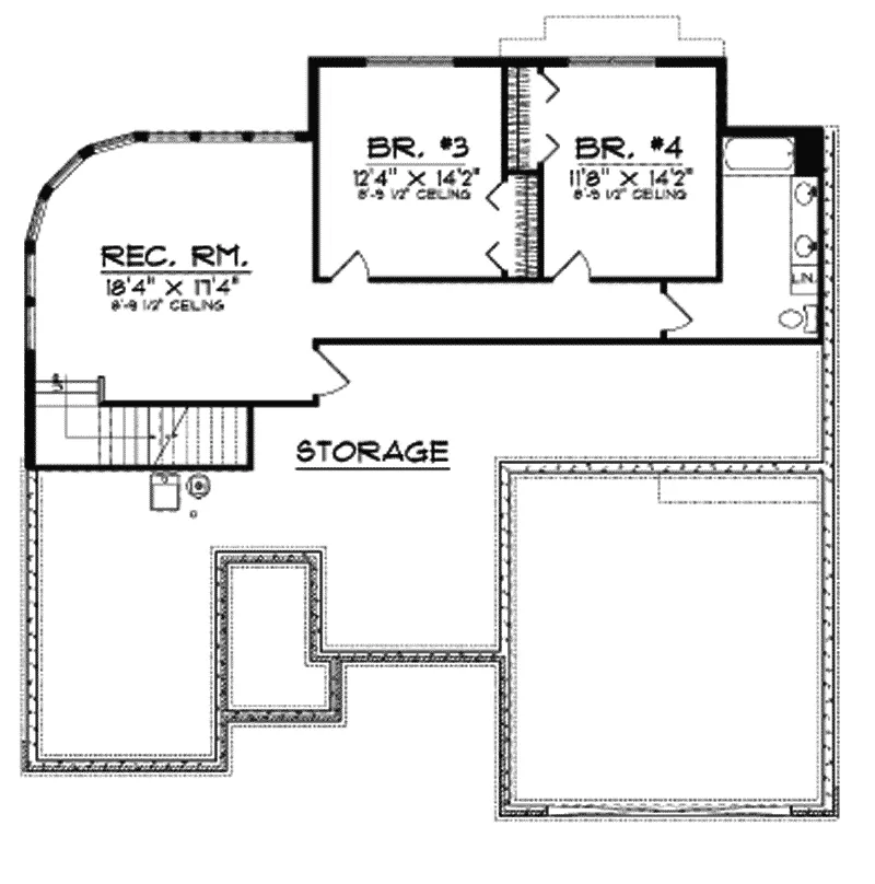 Traditional House Plan Lower Level Floor - Lordan Country Ranch Home 051D-0499 - Shop House Plans and More
