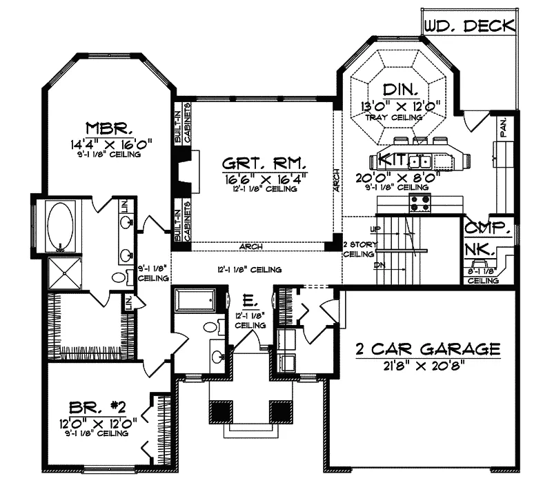European House Plan First Floor - Eldora Traditional Ranch Home 051D-0500 - Search House Plans and More