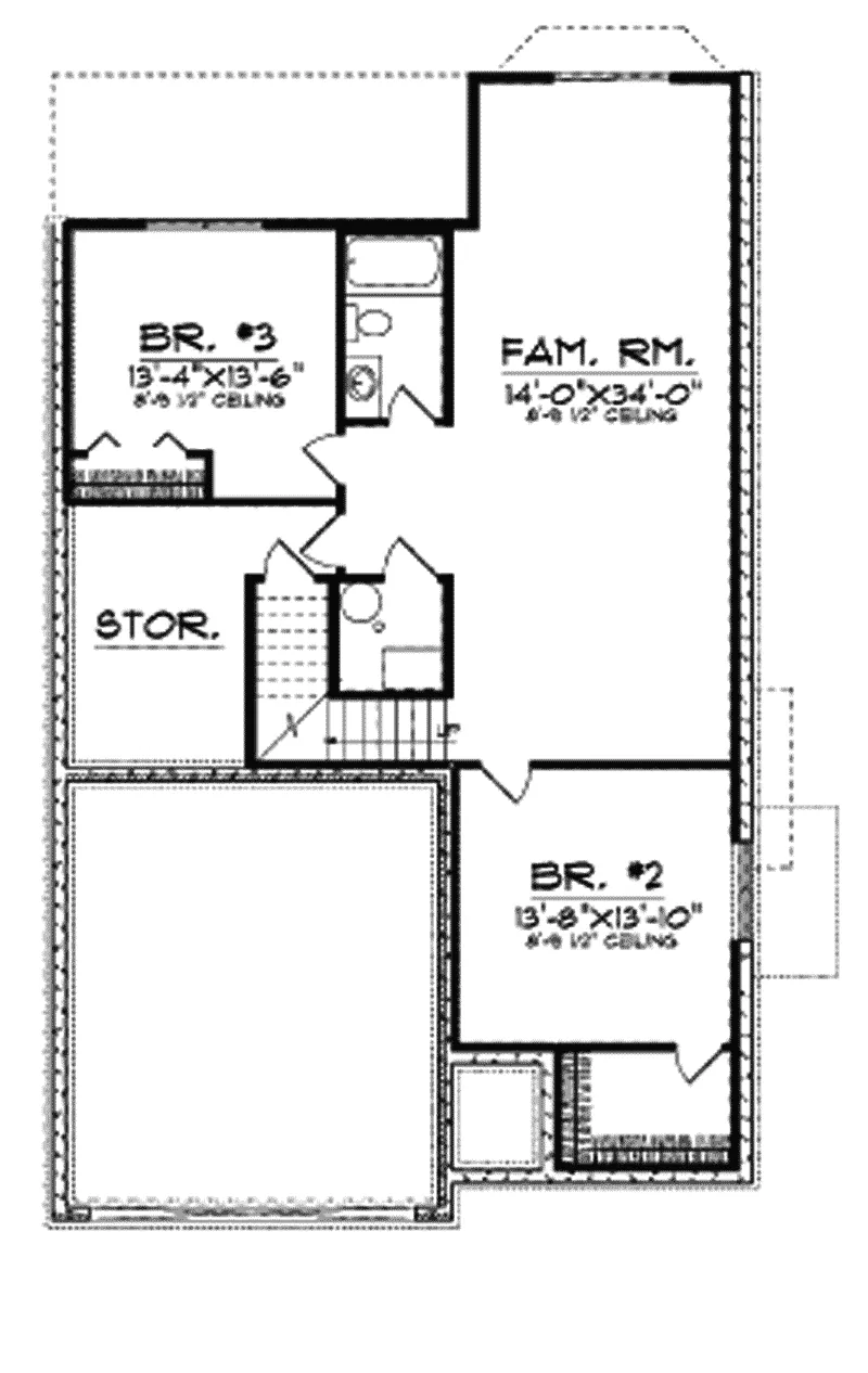 Craftsman House Plan Lower Level Floor - Dowell Traditional Home 051D-0501 - Search House Plans and More