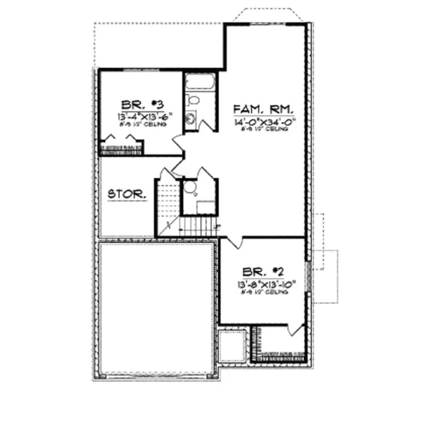 Traditional House Plan Lower Level Floor - Dowell Traditional Home 051D-0501 - Search House Plans and More