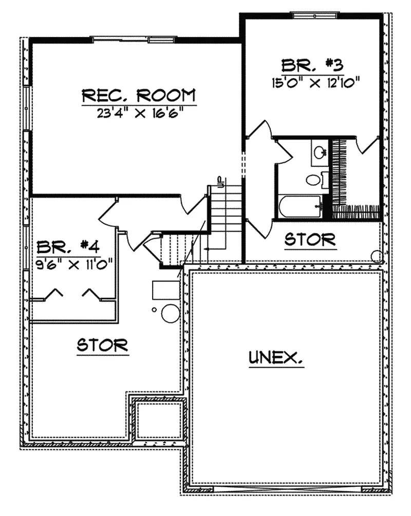 Traditional House Plan Lower Level Floor - Summer Trail Traditional Home 051D-0502 - Shop House Plans and More