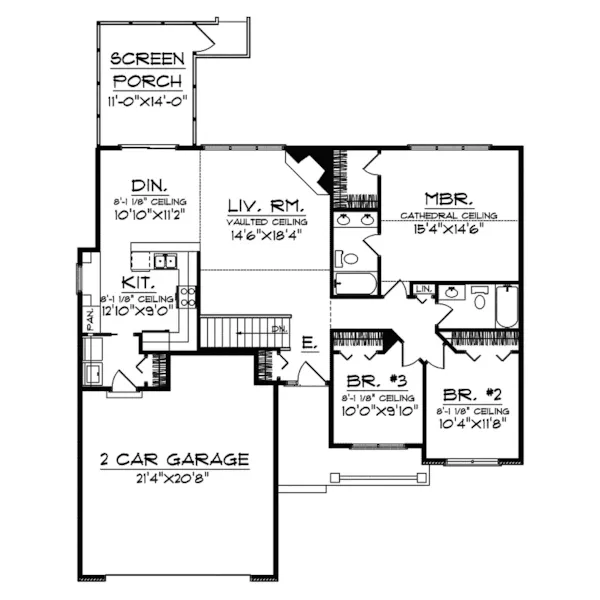 Ranch House Plan First Floor - Castello Narrow Lot Home 051D-0504 - Search House Plans and More