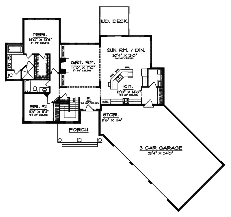 Arts & Crafts House Plan First Floor - Havant Traditional Home 051D-0507 - Search House Plans and More