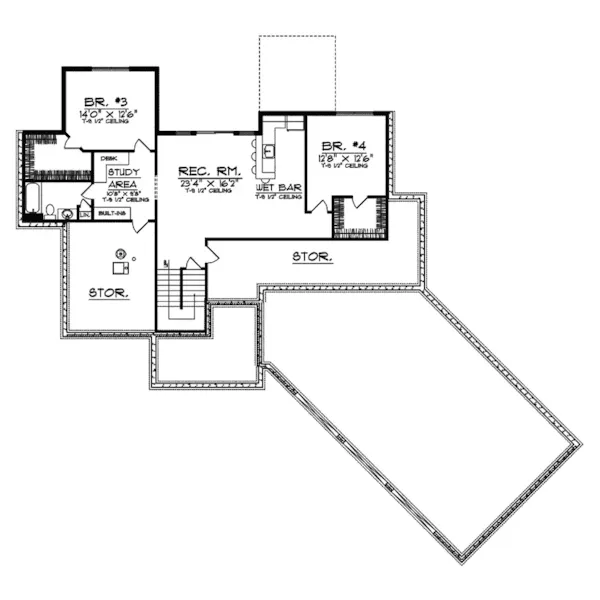 Traditional House Plan Lower Level Floor - Havant Traditional Home 051D-0507 - Search House Plans and More