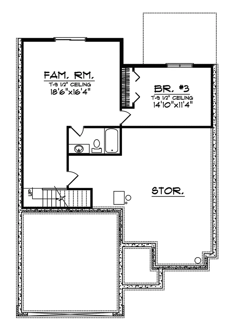 Country House Plan Lower Level Floor - Havenhurst Narrow Lot Home 051D-0511 - Search House Plans and More