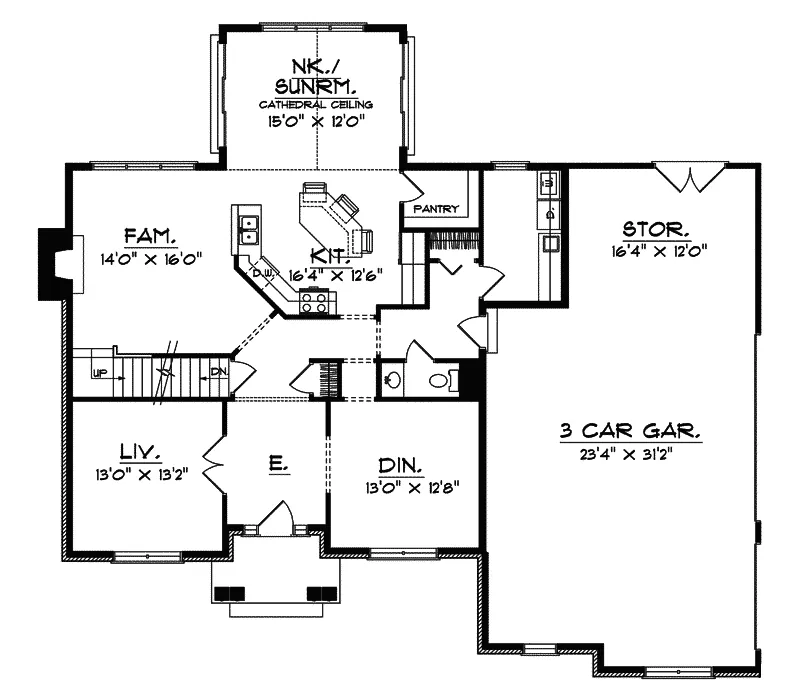 Southern House Plan First Floor - Behlmann Arts And Crafts Home 051D-0513 - Search House Plans and More