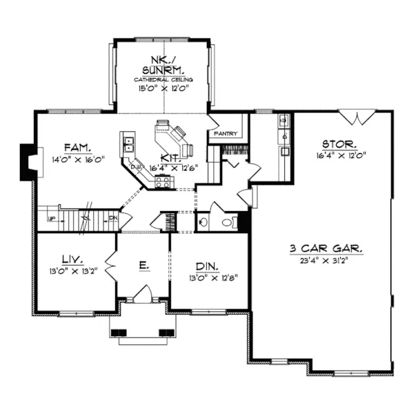 Traditional House Plan First Floor - Behlmann Arts And Crafts Home 051D-0513 - Search House Plans and More