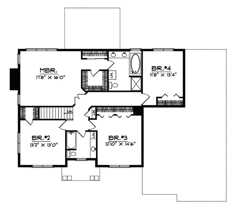Colonial House Plan Second Floor - Behlmann Arts And Crafts Home 051D-0513 - Search House Plans and More