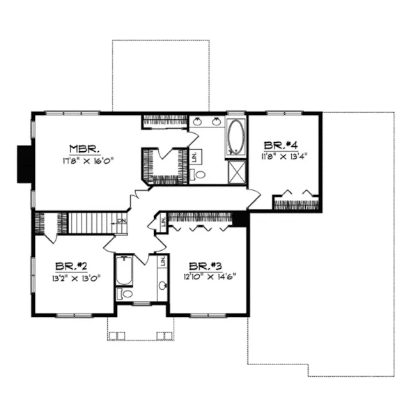 Traditional House Plan Second Floor - Behlmann Arts And Crafts Home 051D-0513 - Search House Plans and More