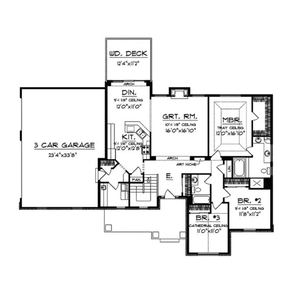 Ranch House Plan First Floor - Longfield Luxury Ranch Home 051D-0514 - Shop House Plans and More