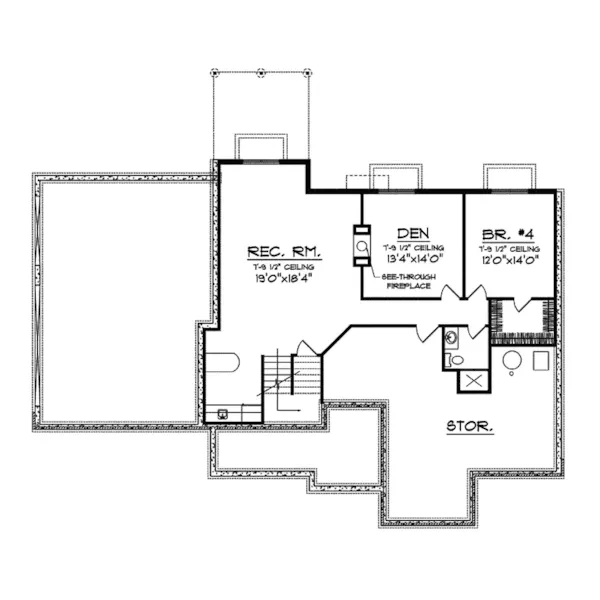 Ranch House Plan Lower Level Floor - Longfield Luxury Ranch Home 051D-0514 - Shop House Plans and More