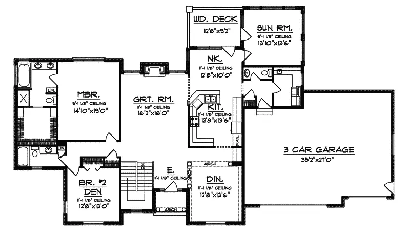Modern House Plan First Floor - Hatfield Place Ranch Home 051D-0515 - Search House Plans and More