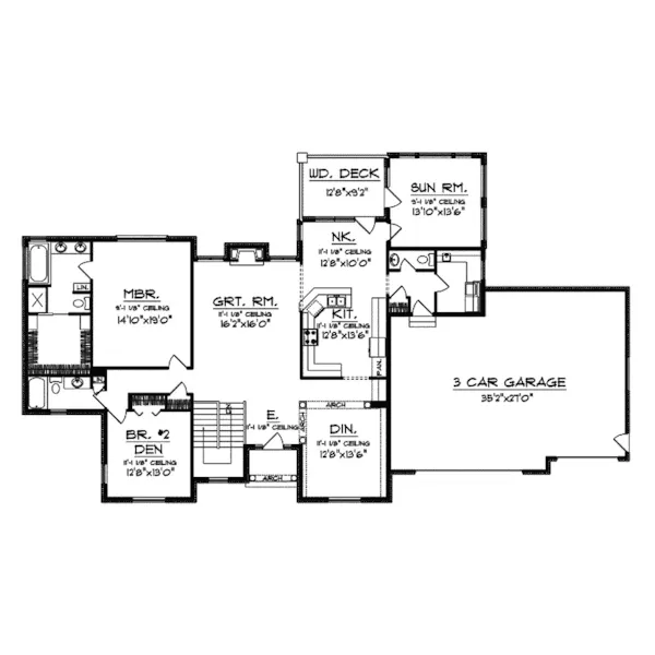 Modern House Plan First Floor - Hatfield Place Ranch Home 051D-0515 - Search House Plans and More