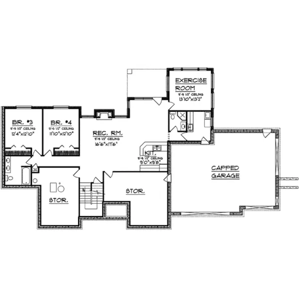 Modern House Plan Lower Level Floor - Hatfield Place Ranch Home 051D-0515 - Search House Plans and More