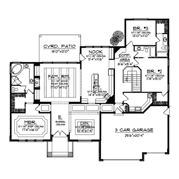 Traditional House Plan First Floor - Pebble Shore Sunbelt Home 051D-0517 - Shop House Plans and More