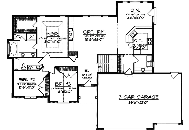 Traditional House Plan First Floor - Flamborough Traditional Home 051D-0522 - Search House Plans and More